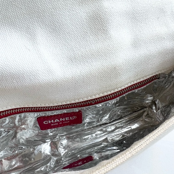 RARE Vintage Chanel No. 5 Canvas Chain Flap Bag - Picture 11 of 12